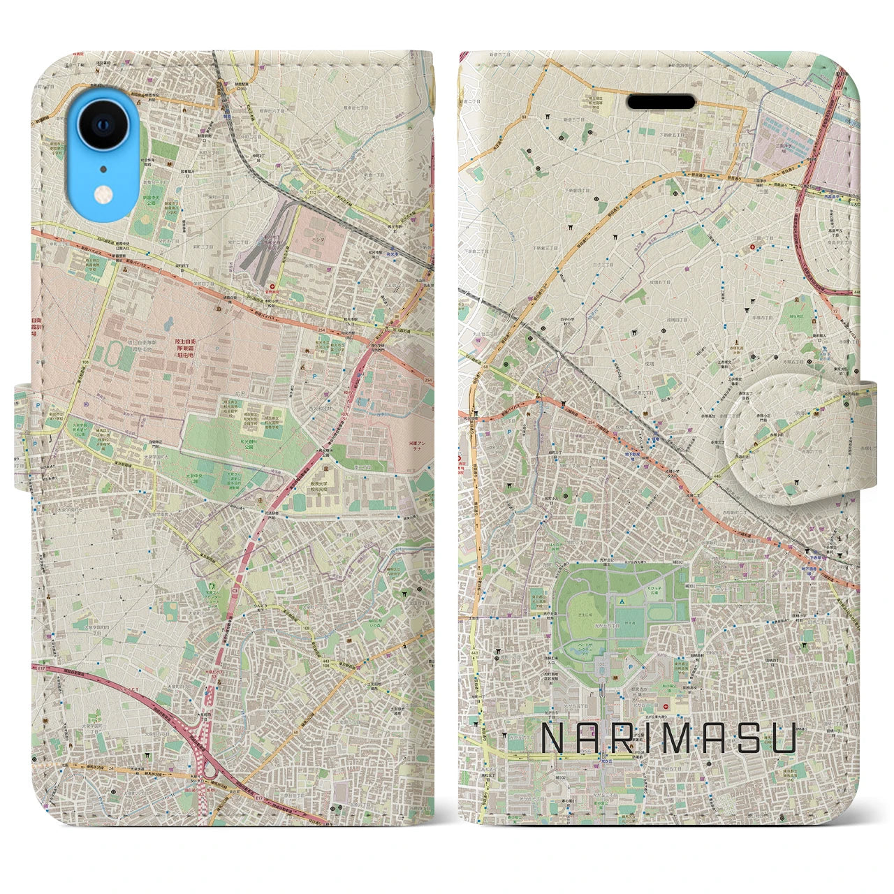 【成増】地図柄iPhoneケース（手帳両面タイプ・ナチュラル）iPhone XR 用