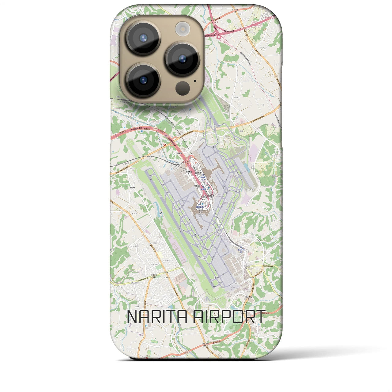 【成田空港】地図柄iPhoneケース（バックカバータイプ・ナチュラル）iPhone 14 Pro Max 用
