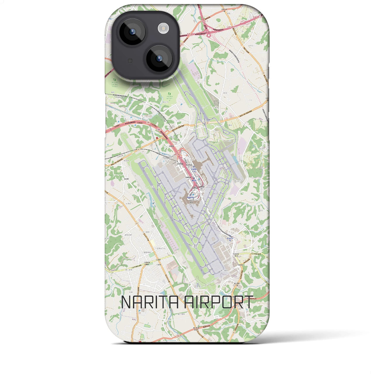 【成田空港】地図柄iPhoneケース（バックカバータイプ・ナチュラル）iPhone 14 Plus 用