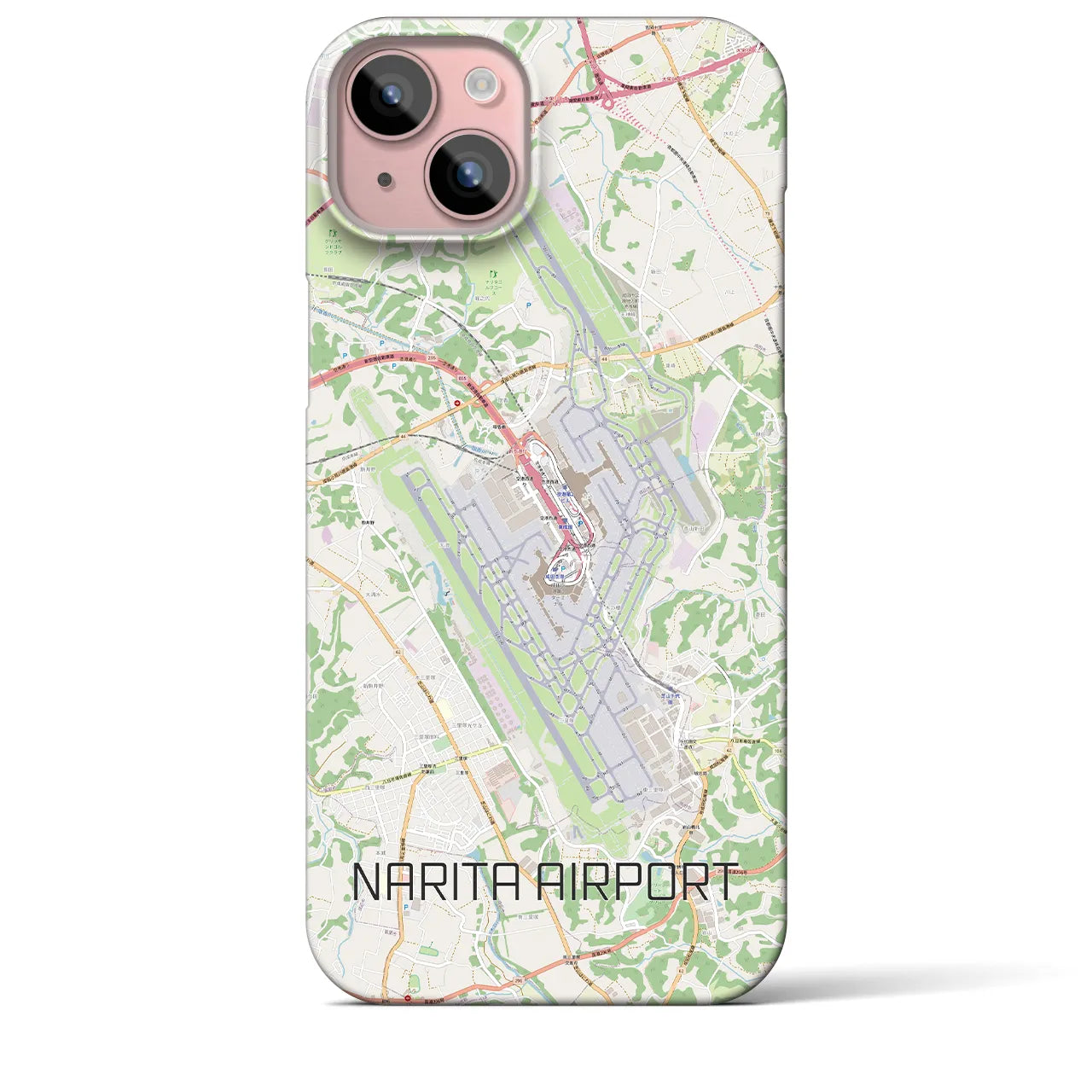【成田空港】地図柄iPhoneケース（バックカバータイプ・ナチュラル）iPhone 15 Plus 用