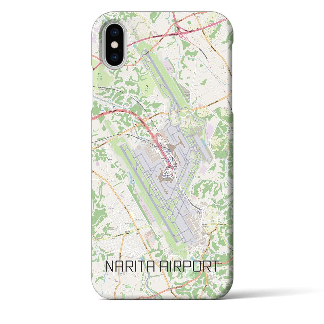 【成田空港】地図柄iPhoneケース（バックカバータイプ・ナチュラル）iPhone XS Max 用