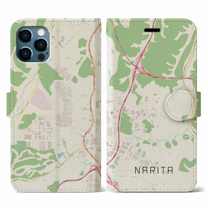 【成田（宮城県）】地図柄iPhoneケース（手帳タイプ）ナチュラル・iPhone 12 / 12 Pro 用