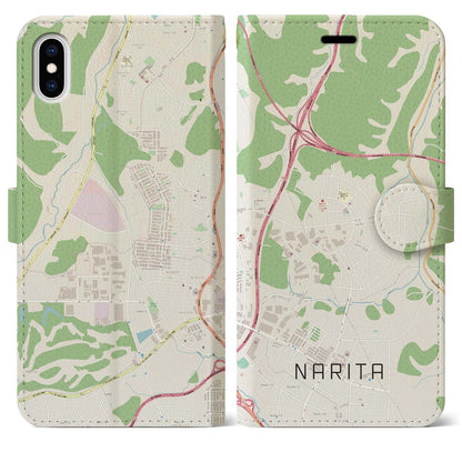 【成田（宮城県）】地図柄iPhoneケース（手帳タイプ）ナチュラル・iPhone XS Max 用