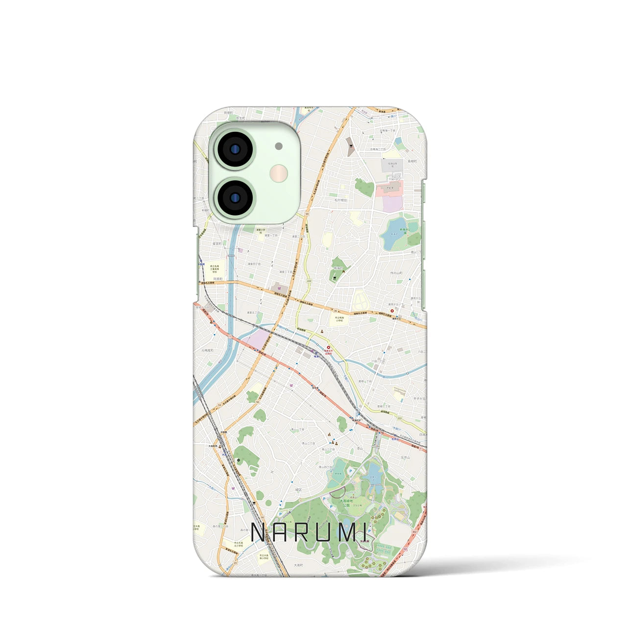 【鳴海】地図柄iPhoneケース（バックカバータイプ・ナチュラル）iPhone 12 mini 用