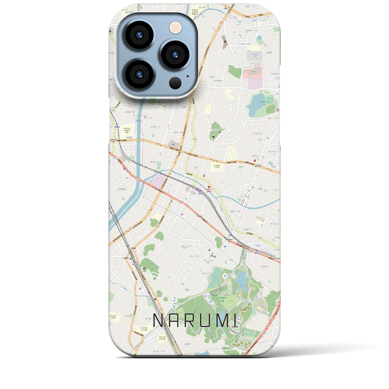 【鳴海】地図柄iPhoneケース（バックカバータイプ・ナチュラル）iPhone 13 Pro Max 用