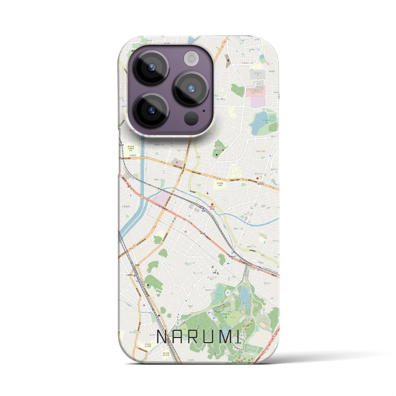 【鳴海】地図柄iPhoneケース（バックカバータイプ・ナチュラル）iPhone 14 Pro 用