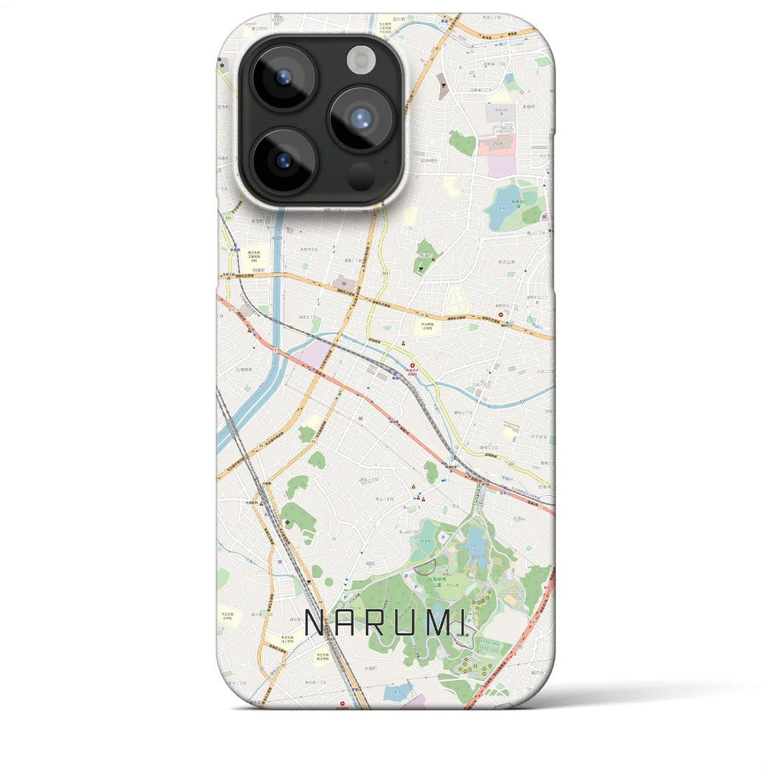 【鳴海】地図柄iPhoneケース（バックカバータイプ・ナチュラル）iPhone 15 Pro Max 用