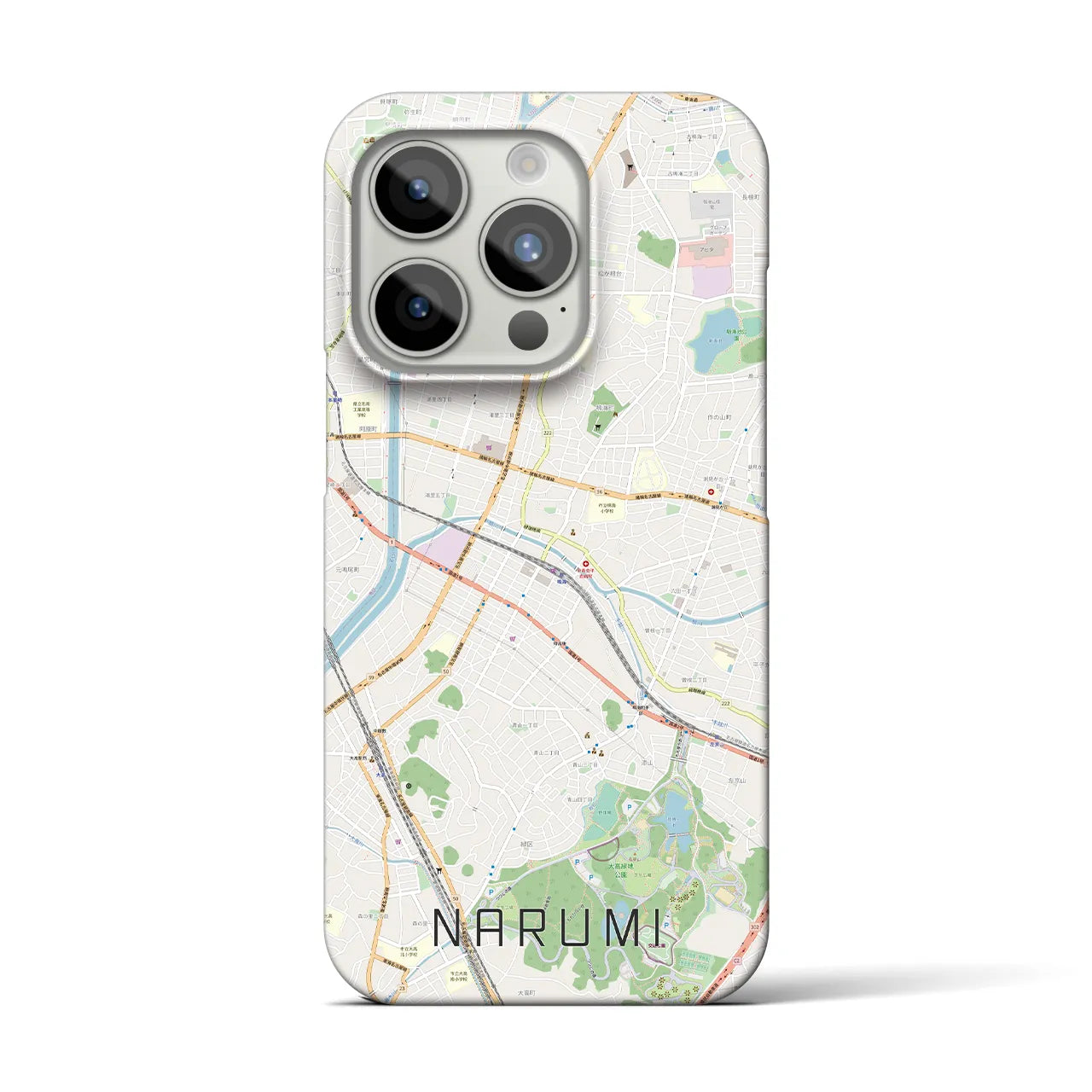 【鳴海】地図柄iPhoneケース（バックカバータイプ・ナチュラル）iPhone 15 Pro 用