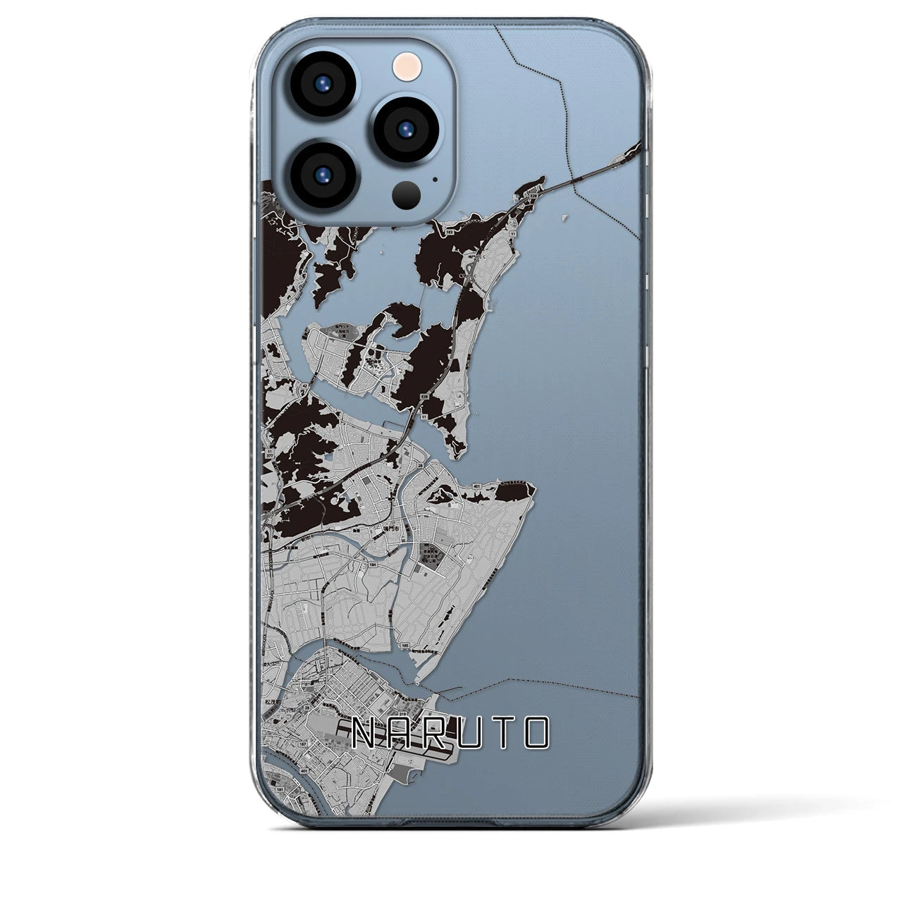 【鳴門】地図柄iPhoneケース（クリアタイプ・モノトーン）iPhone 13 Pro Max 用