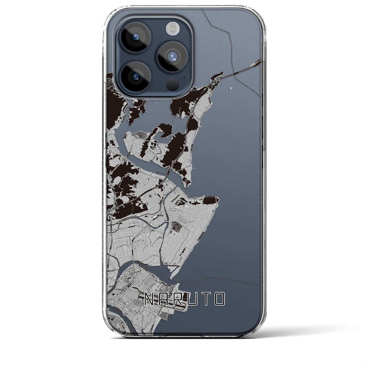 【鳴門】地図柄iPhoneケース（クリアタイプ・モノトーン）iPhone 15 Pro Max 用