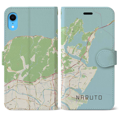 【鳴門（徳島県）】地図柄iPhoneケース（手帳タイプ）ナチュラル・iPhone XR 用