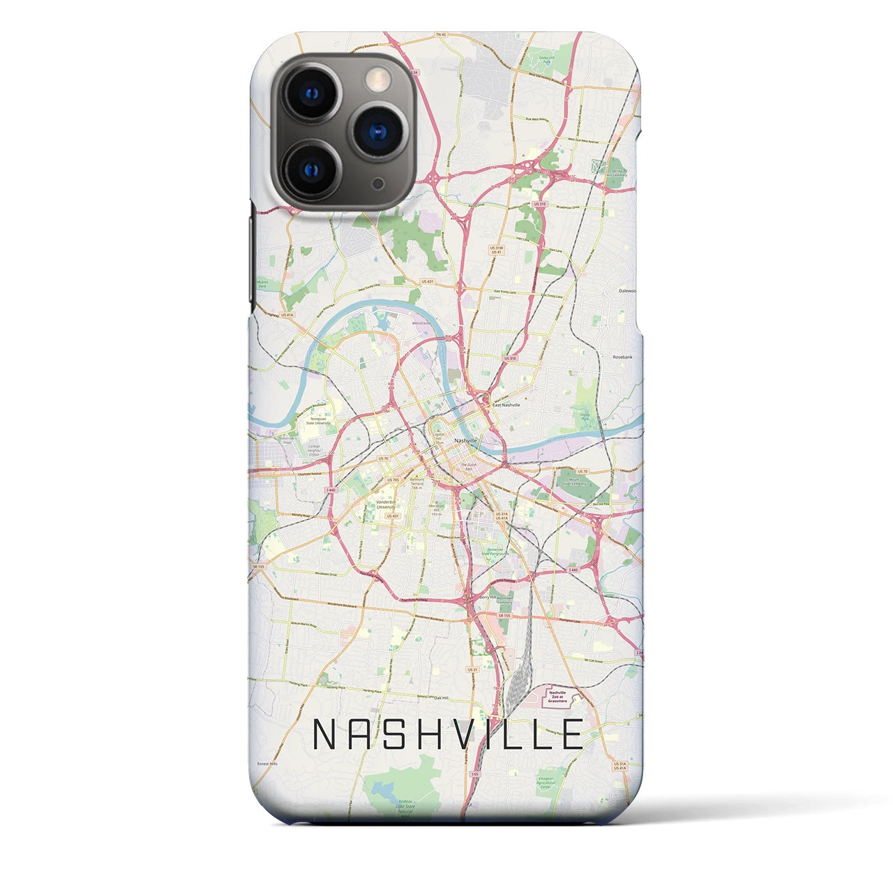 【ナッシュビル】地図柄iPhoneケース（バックカバータイプ・ナチュラル）iPhone 11 Pro Max 用