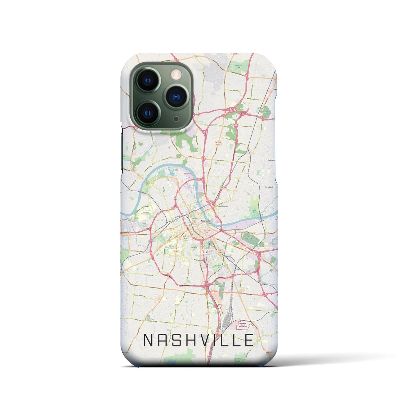 【ナッシュビル】地図柄iPhoneケース（バックカバータイプ・ナチュラル）iPhone 11 Pro 用