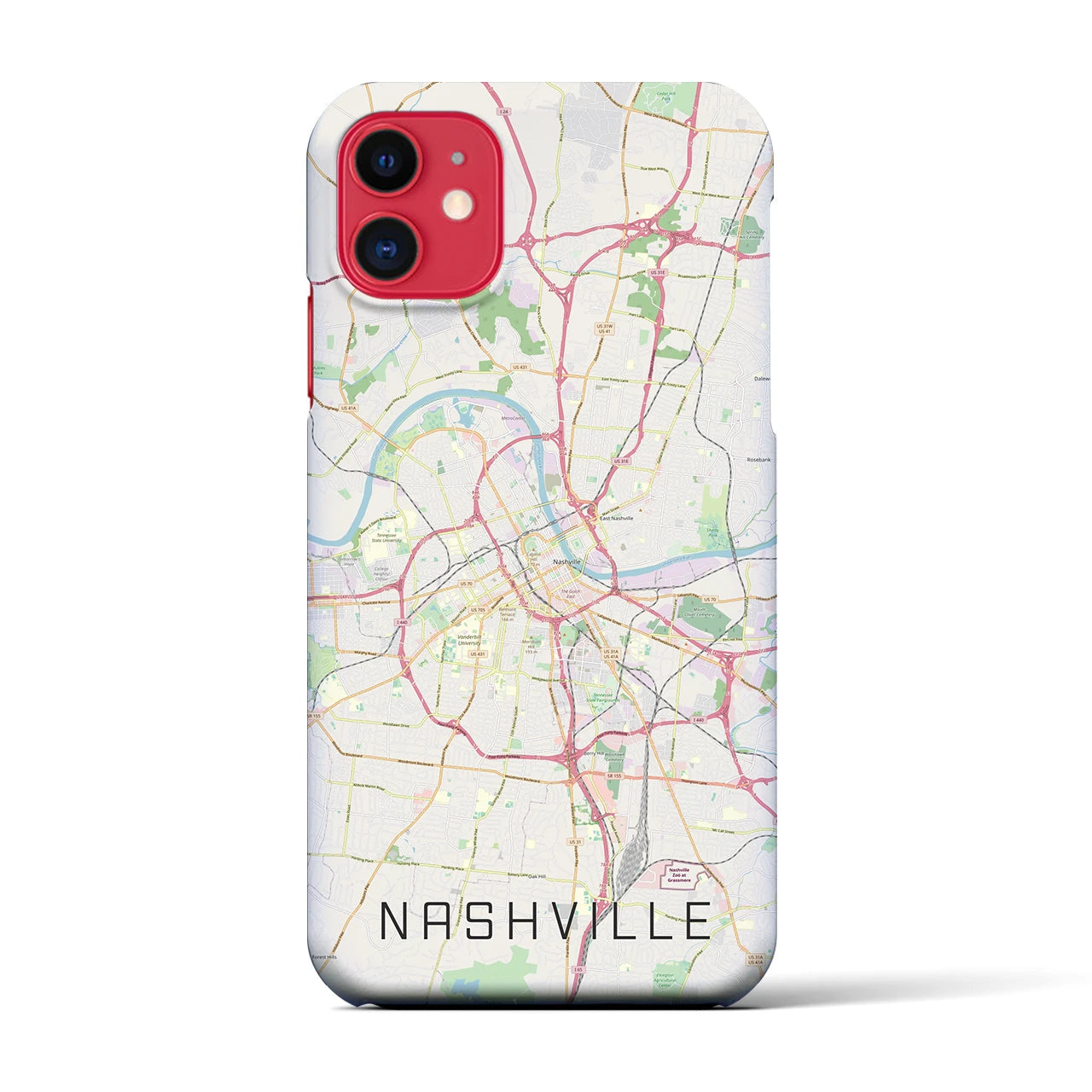 【ナッシュビル】地図柄iPhoneケース（バックカバータイプ・ナチュラル）iPhone 11 用