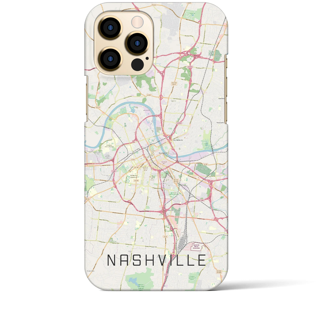 【ナッシュビル】地図柄iPhoneケース（バックカバータイプ・ナチュラル）iPhone 12 Pro Max 用