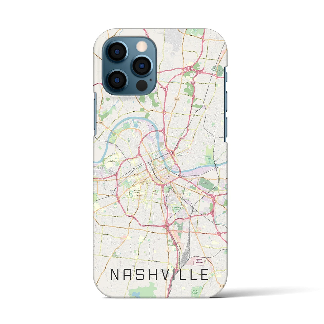【ナッシュビル】地図柄iPhoneケース（バックカバータイプ・ナチュラル）iPhone 12 / 12 Pro 用