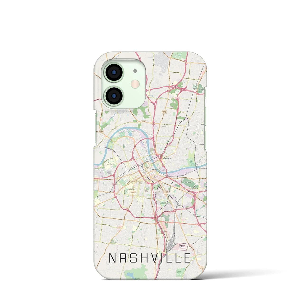 【ナッシュビル】地図柄iPhoneケース（バックカバータイプ・ナチュラル）iPhone 12 mini 用