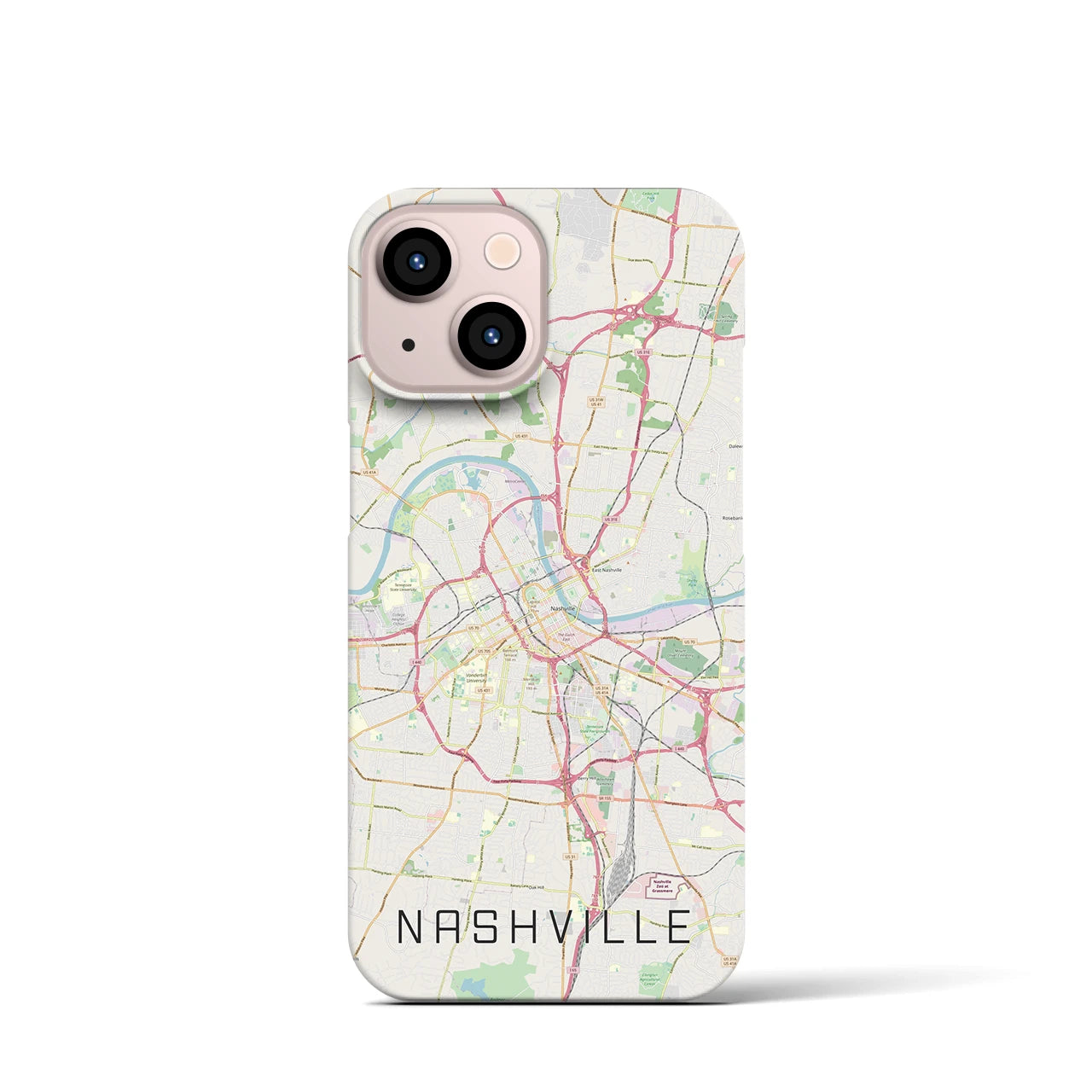 【ナッシュビル】地図柄iPhoneケース（バックカバータイプ・ナチュラル）iPhone 13 mini 用