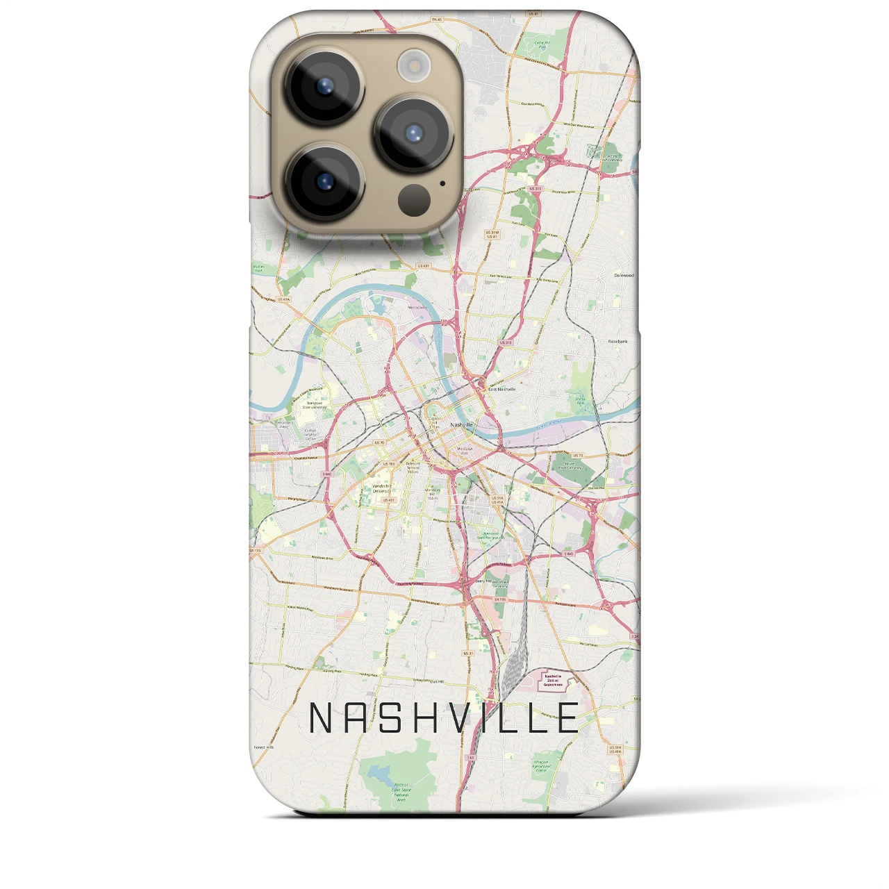 【ナッシュビル】地図柄iPhoneケース（バックカバータイプ・ナチュラル）iPhone 14 Pro Max 用