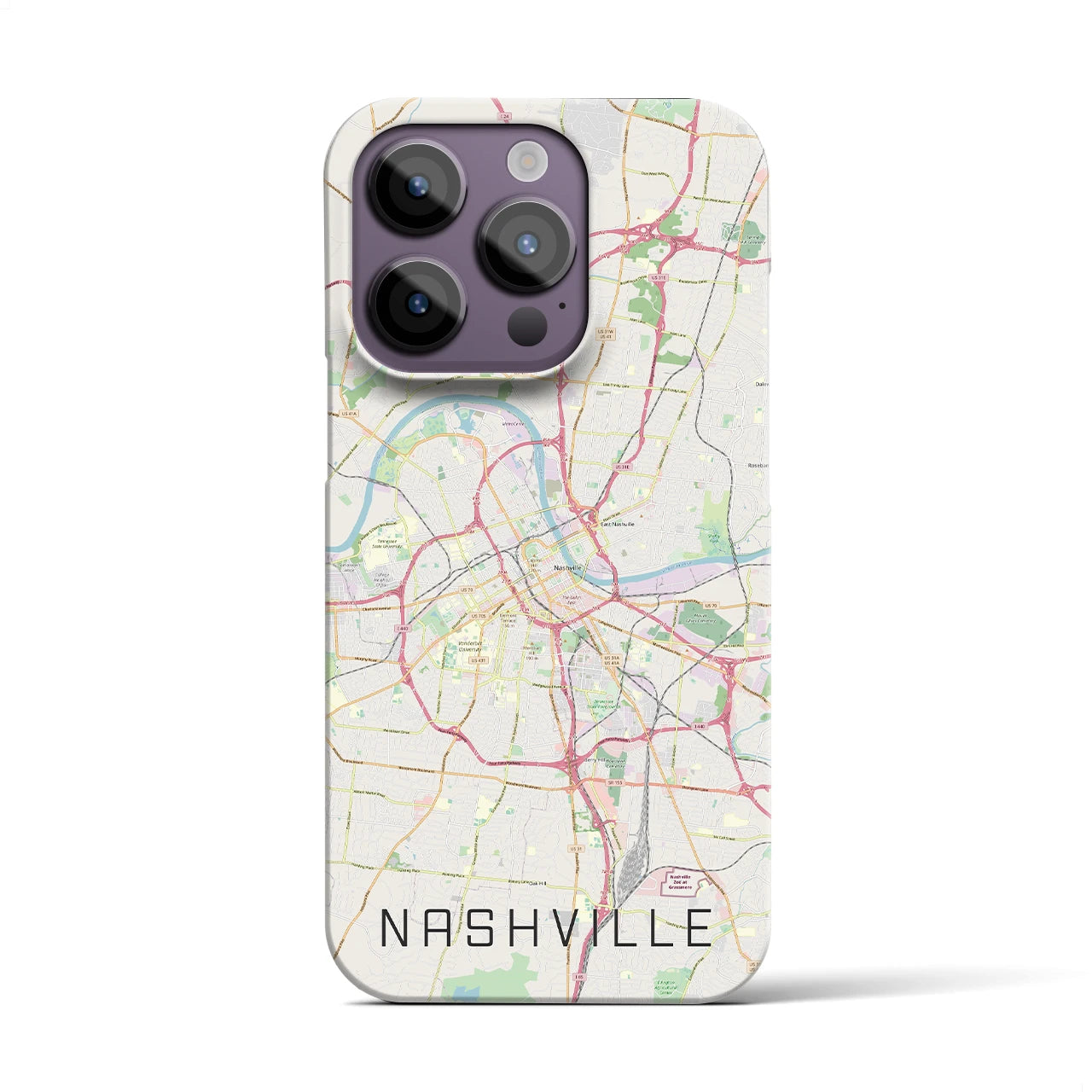 【ナッシュビル】地図柄iPhoneケース（バックカバータイプ・ナチュラル）iPhone 14 Pro 用