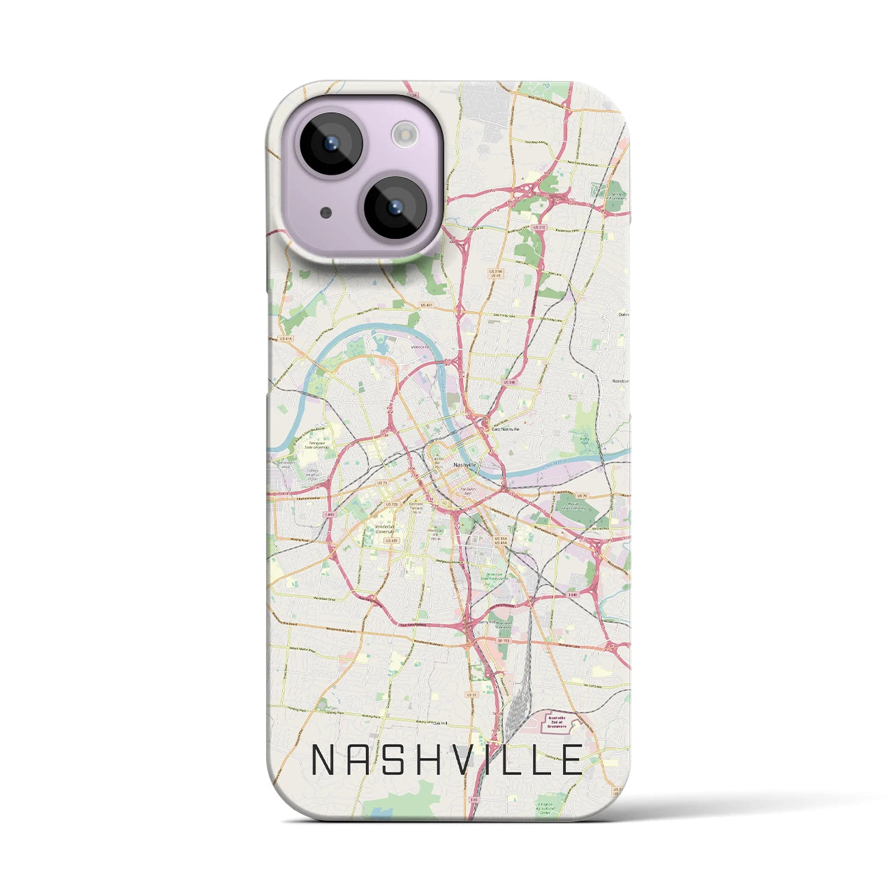 【ナッシュビル】地図柄iPhoneケース（バックカバータイプ・ナチュラル）iPhone 14 用
