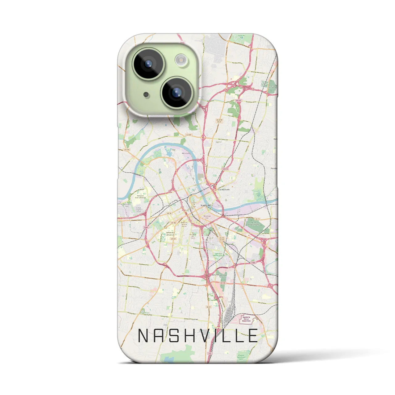 【ナッシュビル】地図柄iPhoneケース（バックカバータイプ・ナチュラル）iPhone 15 用