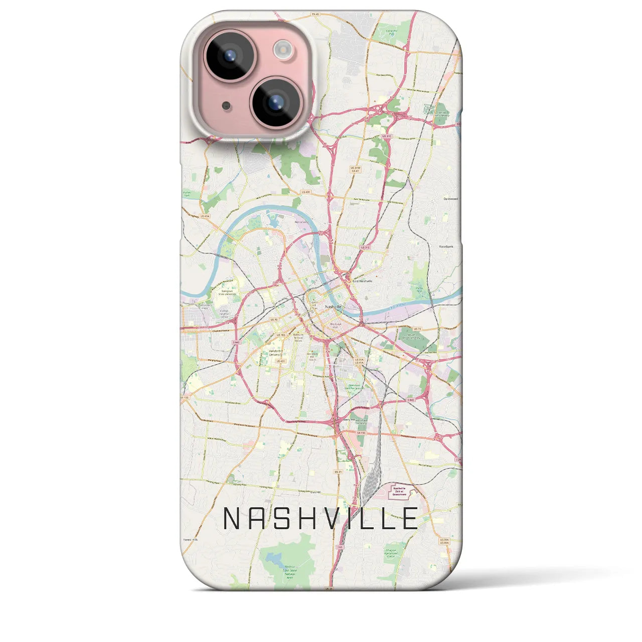 【ナッシュビル】地図柄iPhoneケース（バックカバータイプ・ナチュラル）iPhone 15 Plus 用