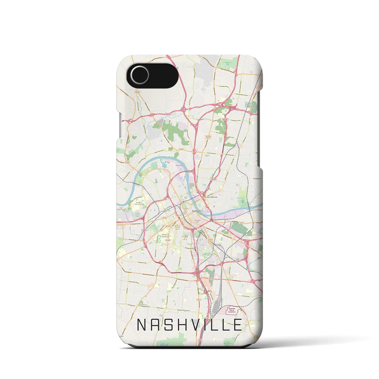 【ナッシュビル】地図柄iPhoneケース（バックカバータイプ・ナチュラル）iPhone SE（第3 / 第2世代） / 8 / 7 / 6s / 6 用