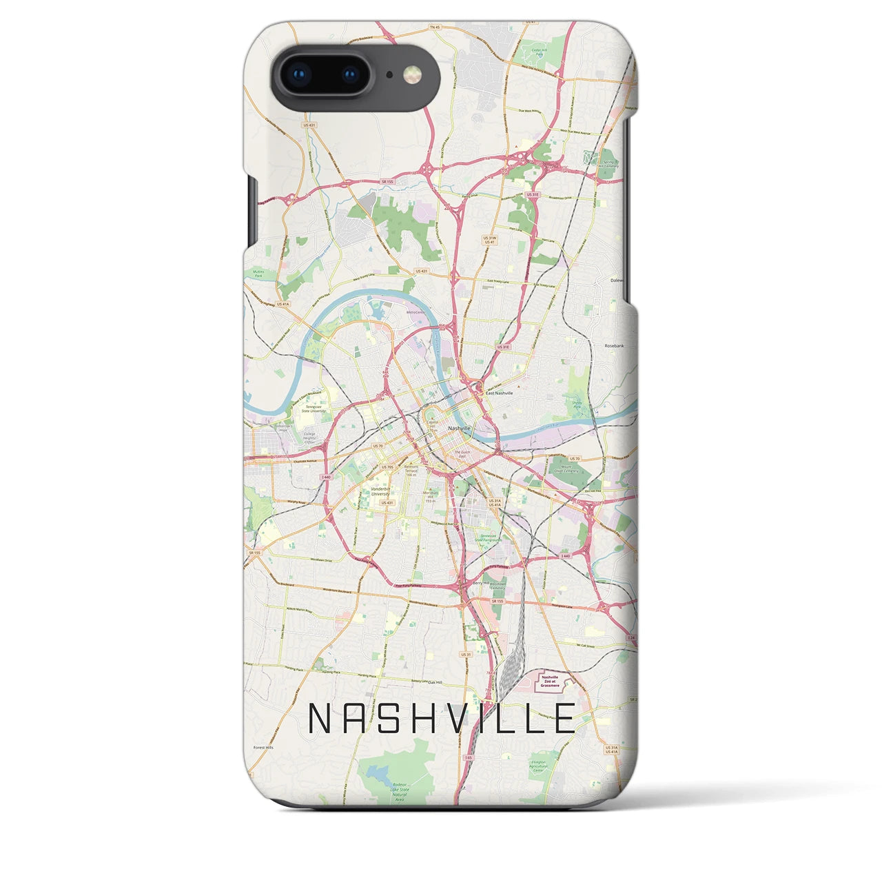 【ナッシュビル】地図柄iPhoneケース（バックカバータイプ・ナチュラル）iPhone 8Plus /7Plus / 6sPlus / 6Plus 用
