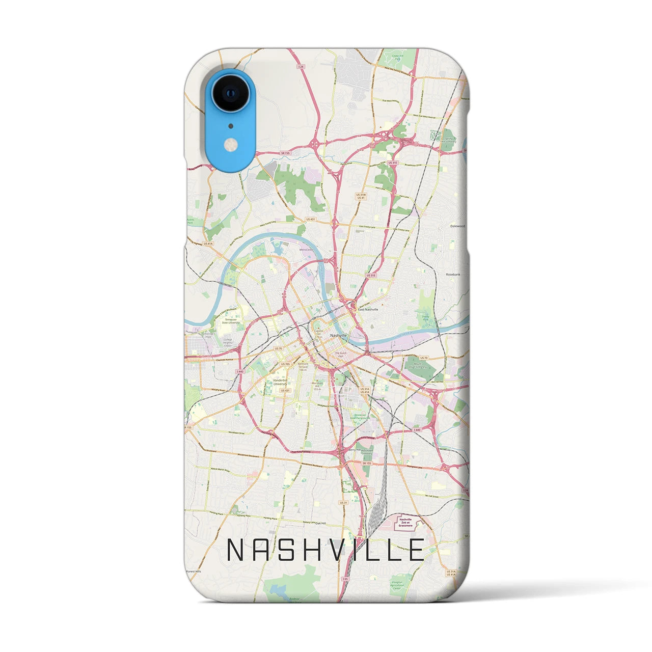 【ナッシュビル】地図柄iPhoneケース（バックカバータイプ・ナチュラル）iPhone XR 用