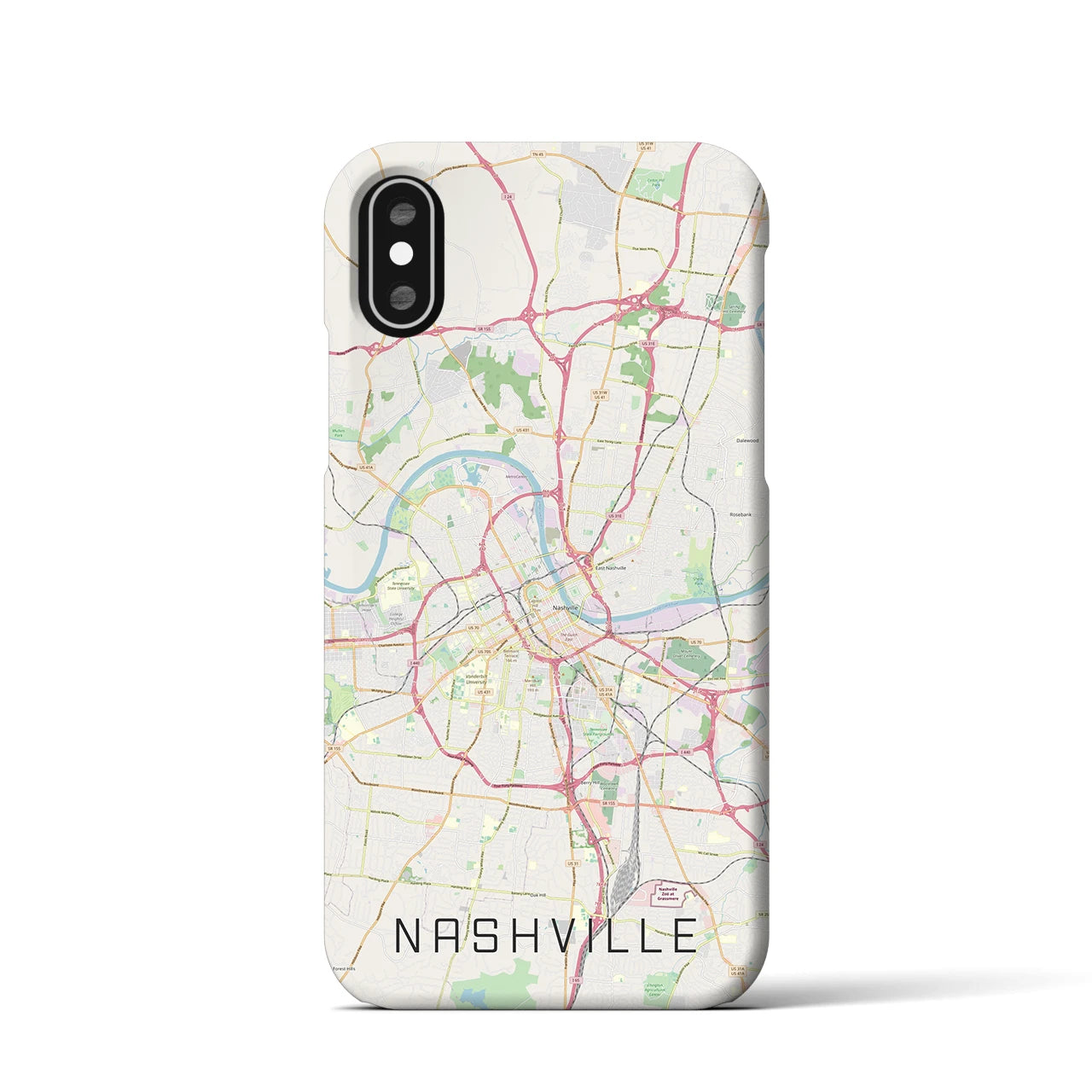 【ナッシュビル】地図柄iPhoneケース（バックカバータイプ・ナチュラル）iPhone XS / X 用