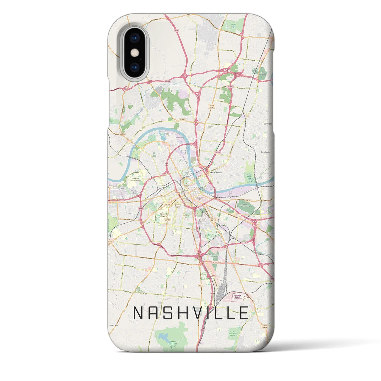 【ナッシュビル】地図柄iPhoneケース（バックカバータイプ・ナチュラル）iPhone XS Max 用