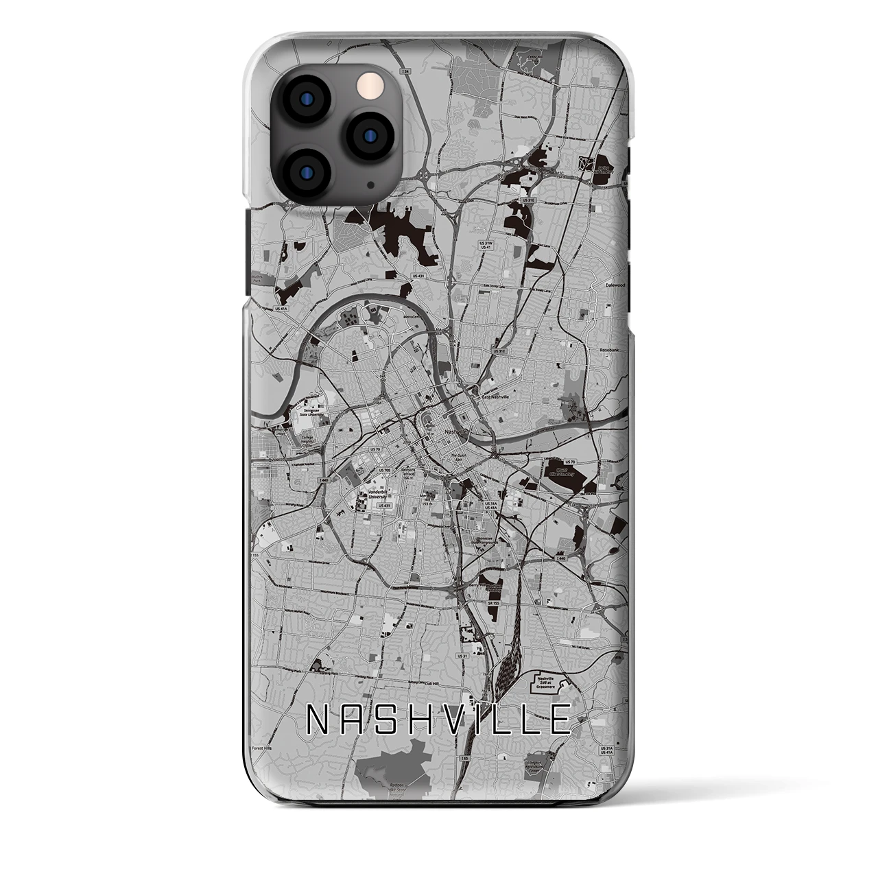 【ナッシュビル】地図柄iPhoneケース（クリアタイプ・モノトーン）iPhone 11 Pro Max 用