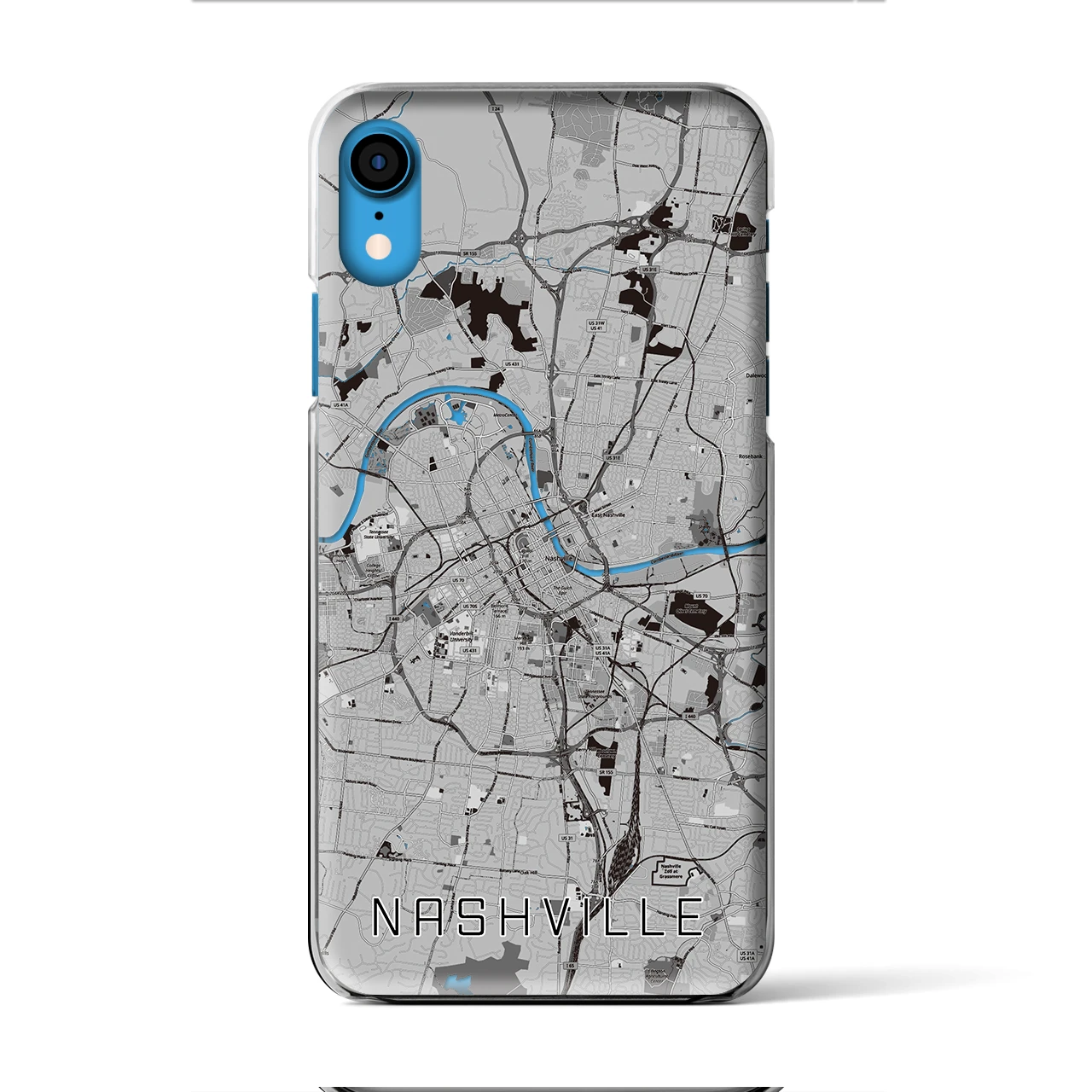 【ナッシュビル】地図柄iPhoneケース（クリアタイプ・モノトーン）iPhone XR 用