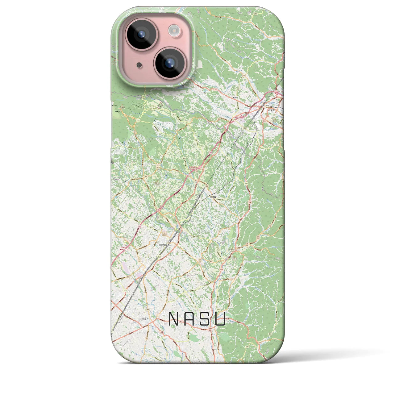 【那須】地図柄iPhoneケース（バックカバータイプ・ナチュラル）iPhone 15 Plus 用