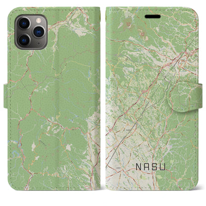 【那須（栃木県）】地図柄iPhoneケース（手帳タイプ）ナチュラル・iPhone 11 Pro Max 用