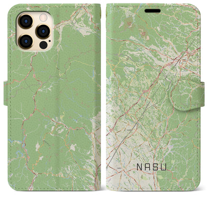 【那須（栃木県）】地図柄iPhoneケース（手帳タイプ）ナチュラル・iPhone 12 Pro Max 用