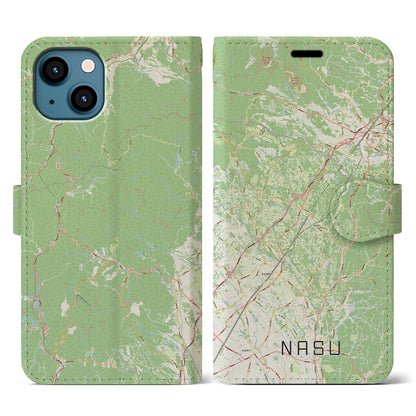 【那須（栃木県）】地図柄iPhoneケース（手帳タイプ）ナチュラル・iPhone 13 用