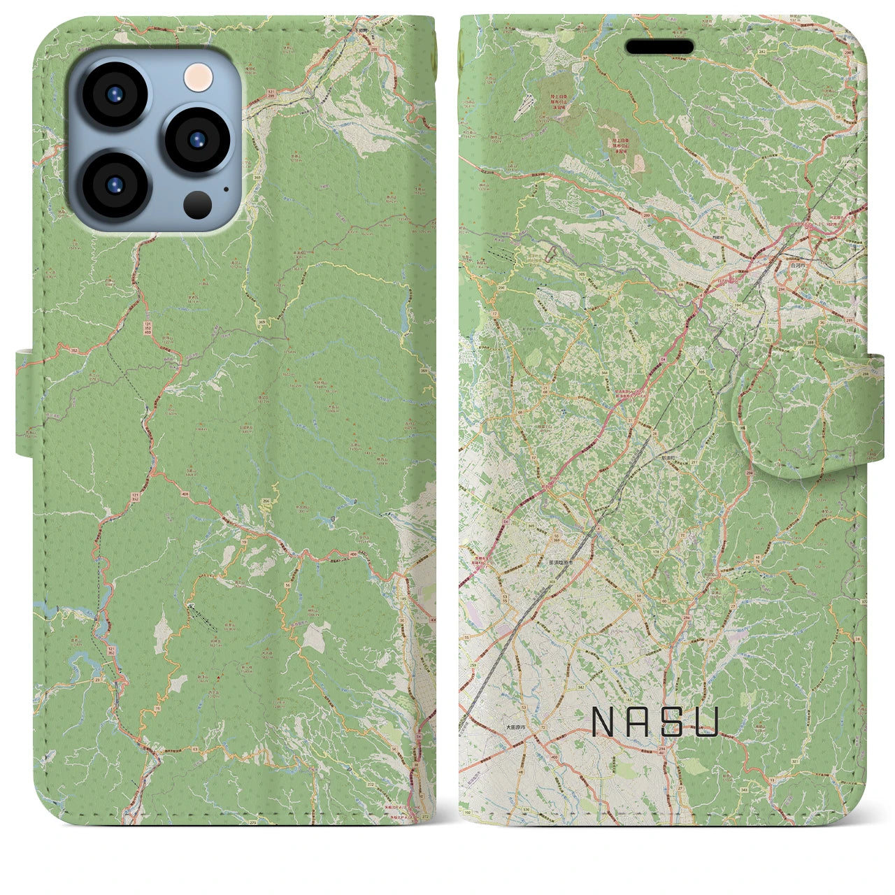【那須】地図柄iPhoneケース（手帳両面タイプ・ナチュラル）iPhone 13 Pro Max 用