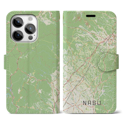 【那須（栃木県）】地図柄iPhoneケース（手帳タイプ）ナチュラル・iPhone 14 Pro 用