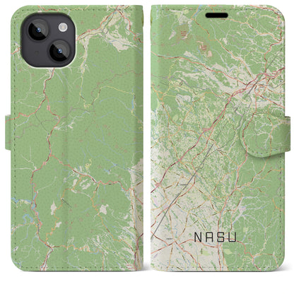 【那須（栃木県）】地図柄iPhoneケース（手帳タイプ）ナチュラル・iPhone 14 Plus 用
