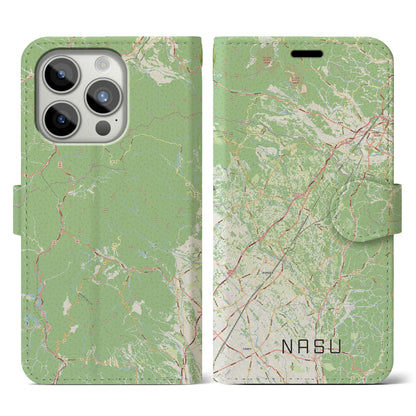 【那須（栃木県）】地図柄iPhoneケース（手帳タイプ）ナチュラル・iPhone 15 Pro 用