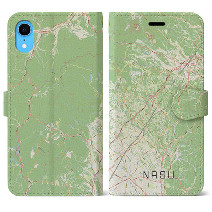 【那須（栃木県）】地図柄iPhoneケース（手帳タイプ）ナチュラル・iPhone XR 用