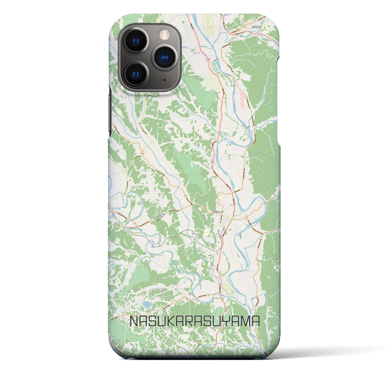 【那須烏山】地図柄iPhoneケース（バックカバータイプ・ナチュラル）iPhone 11 Pro Max 用