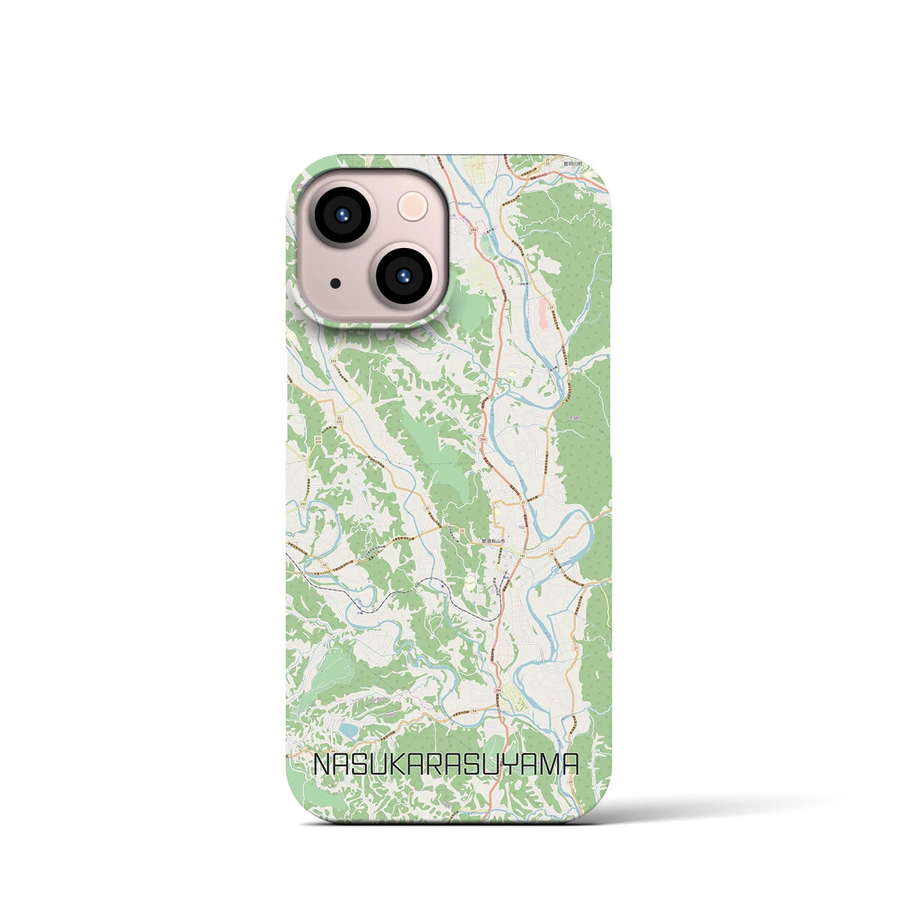 【那須烏山】地図柄iPhoneケース（バックカバータイプ・ナチュラル）iPhone 13 mini 用
