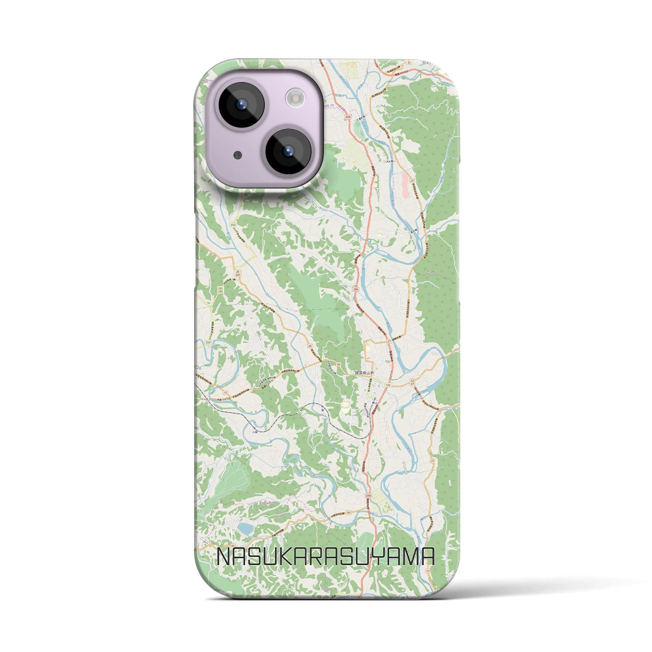 【那須烏山】地図柄iPhoneケース（バックカバータイプ・ナチュラル）iPhone 14 用