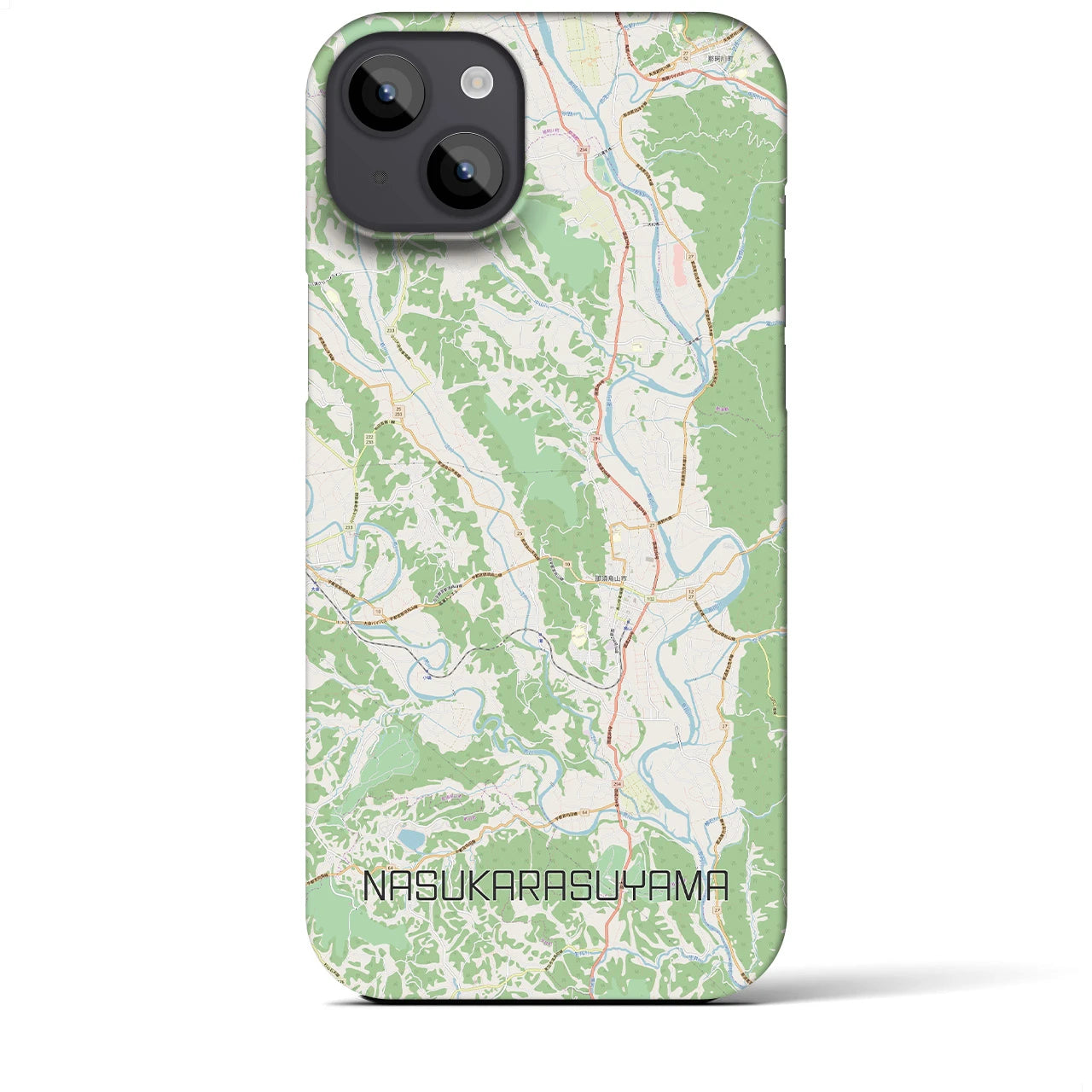 【那須烏山】地図柄iPhoneケース（バックカバータイプ・ナチュラル）iPhone 14 Plus 用
