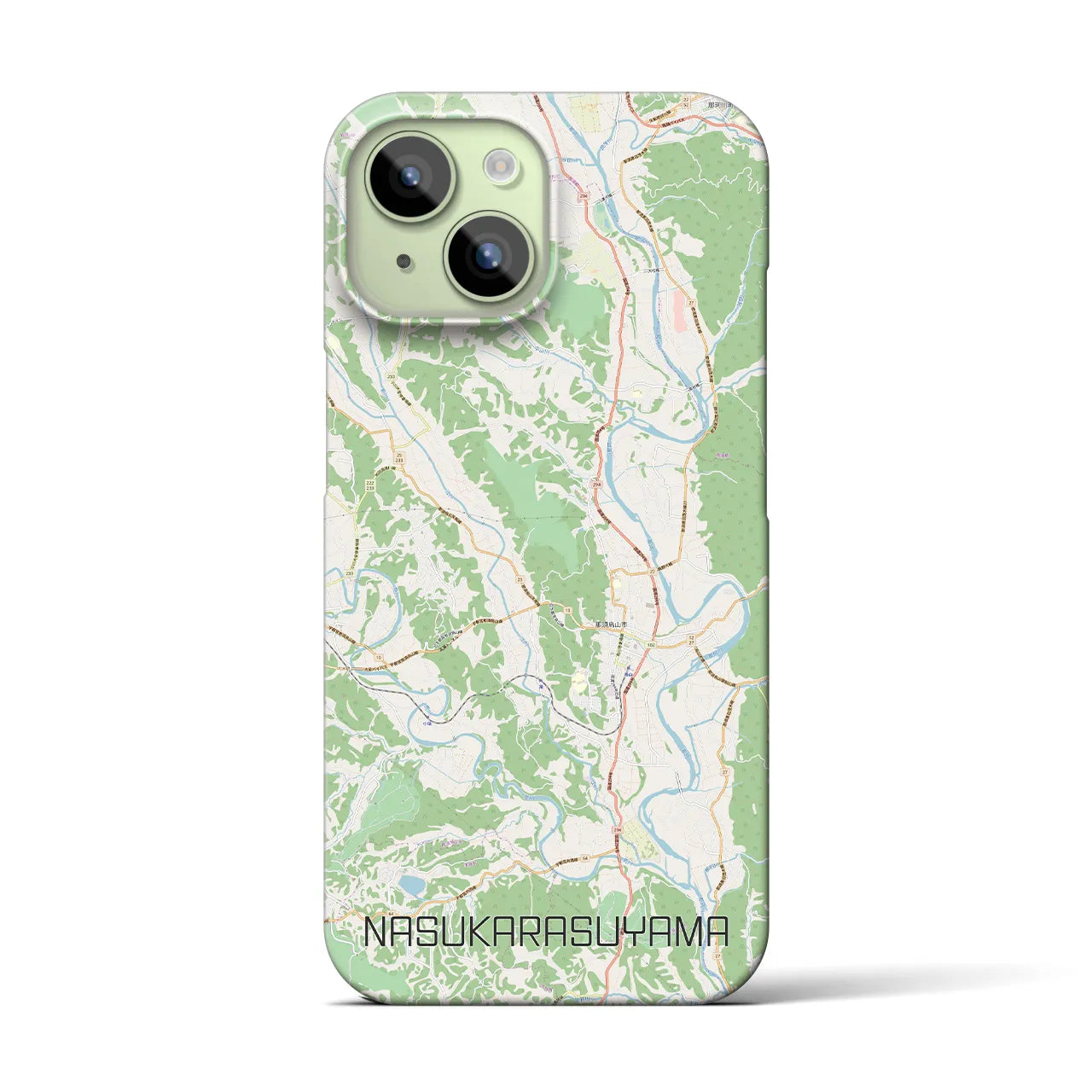 【那須烏山】地図柄iPhoneケース（バックカバータイプ・ナチュラル）iPhone 15 用