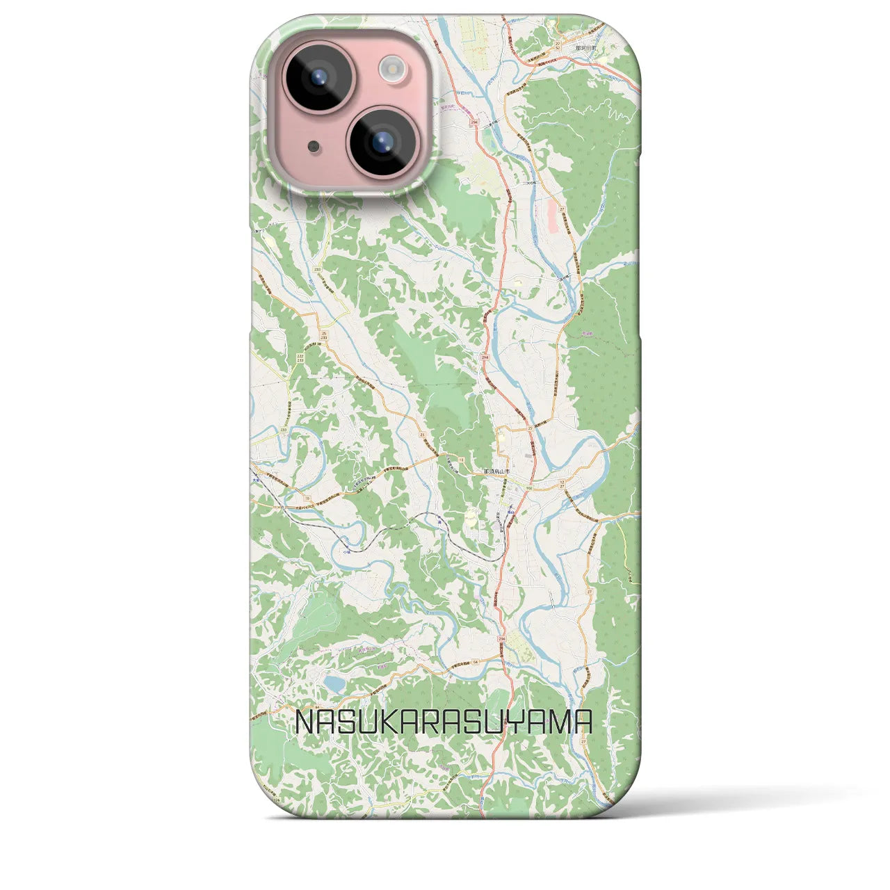 【那須烏山】地図柄iPhoneケース（バックカバータイプ・ナチュラル）iPhone 15 Plus 用