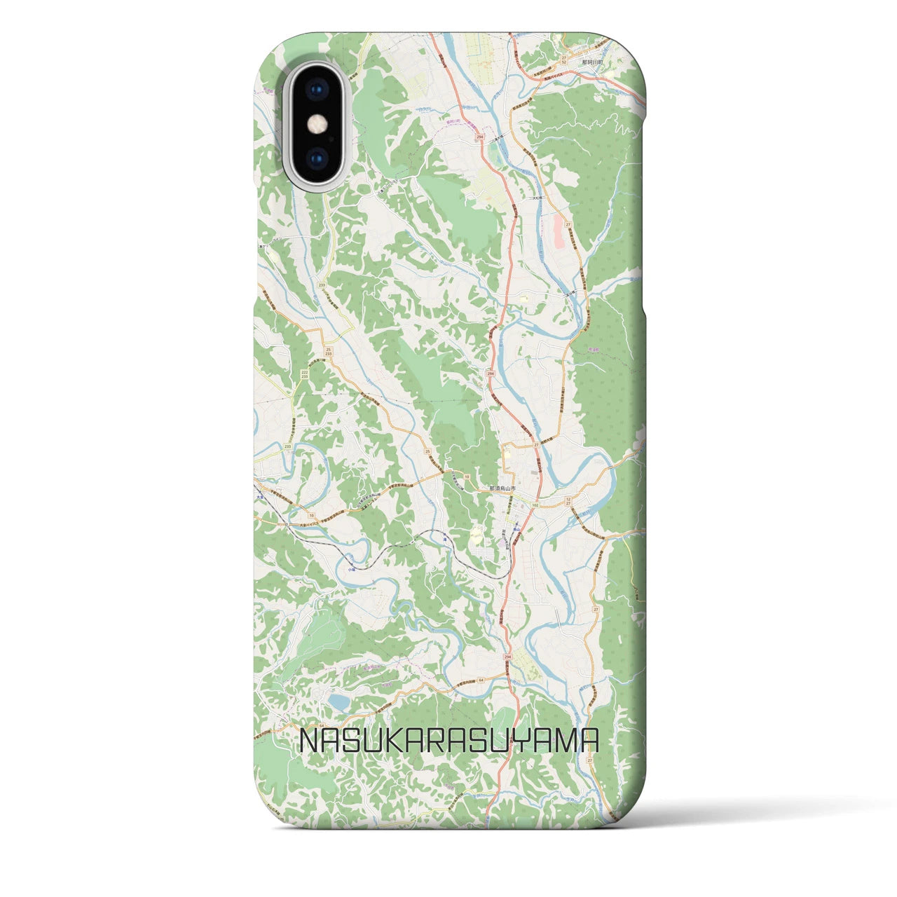 【那須烏山】地図柄iPhoneケース（バックカバータイプ・ナチュラル）iPhone XS Max 用